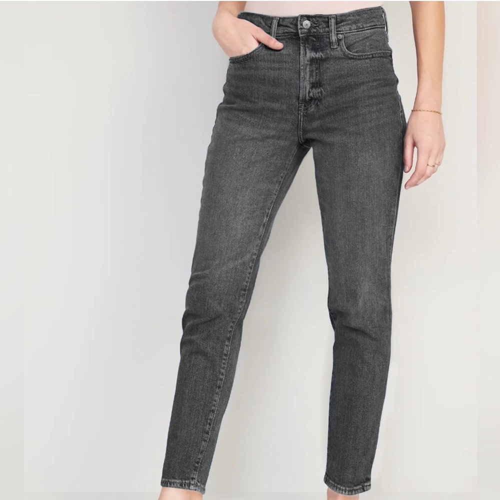 NEW Higher High-Rise OG Straight Secret Slim Pocket Old Navy Jeans 2 Faded Black
